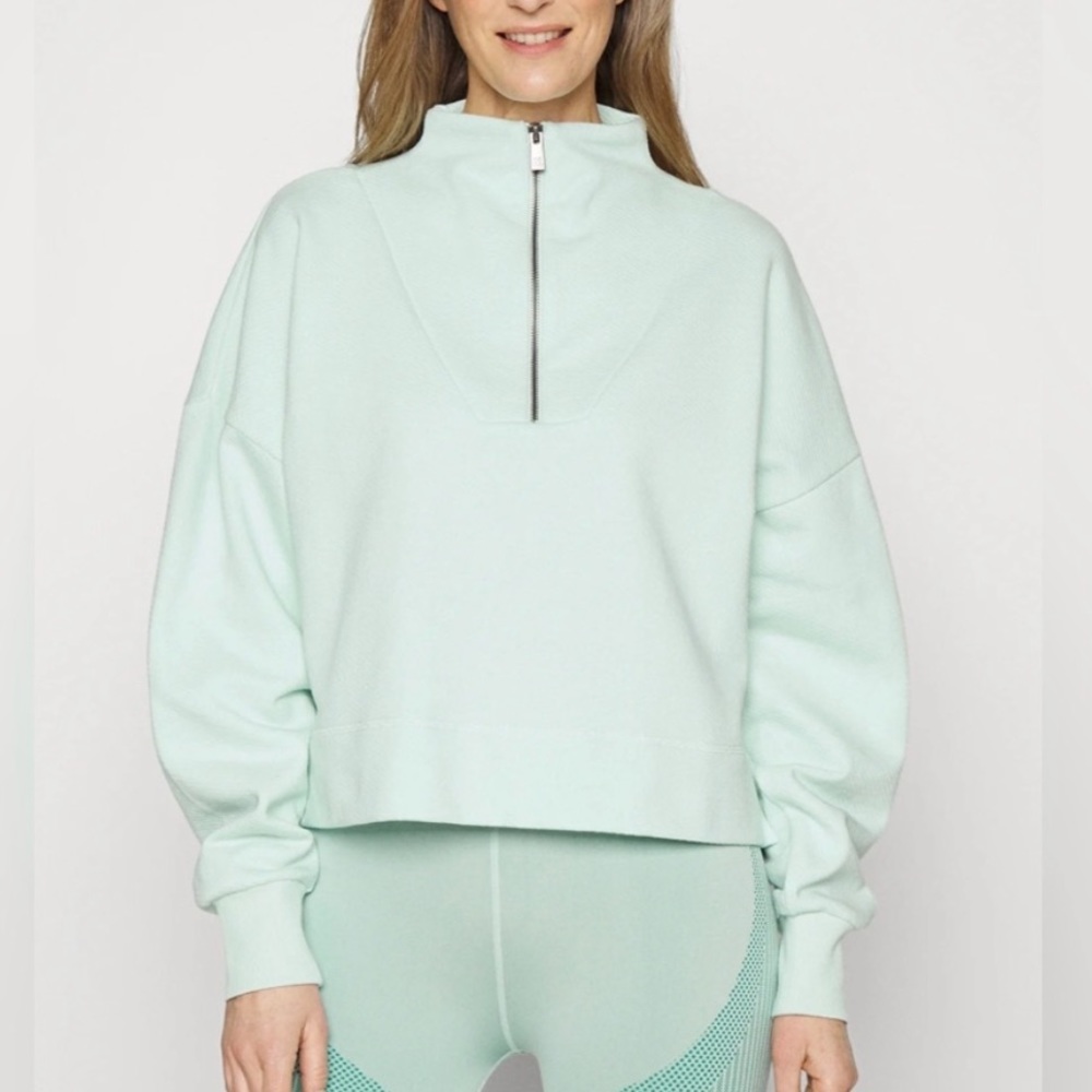 Sweaty Betty Mint Green Cropped Half Zip Sweatshirt Small Athleisure Pullover